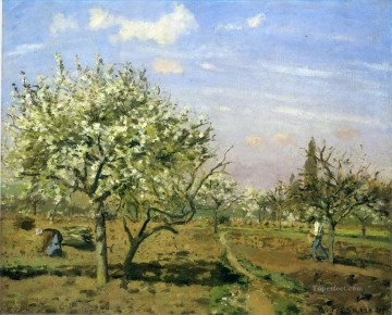 地味なシーン Painting - 花が咲く果樹園 ルーブシエンヌ 1872年 カミーユ・ピサロ 風景